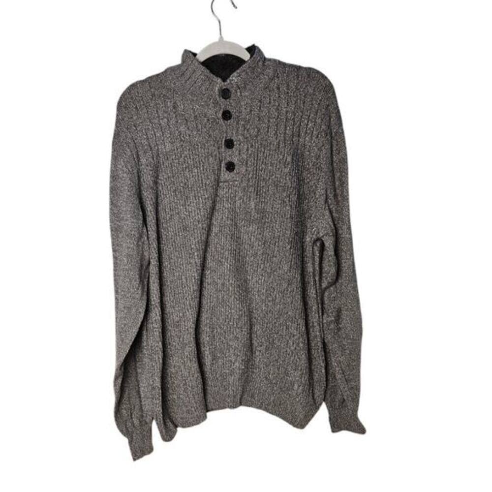 Oscar De La Renta‎ 1/4 Button Pullover Sweater Mens XXL Gray Knit